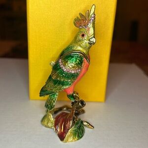 Cockatiel - Enamel & Crystal Trinket Keeper Box Tchotchke Figure